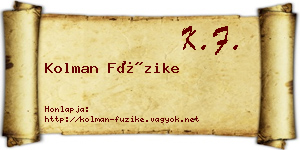 Kolman Füzike névjegykártya